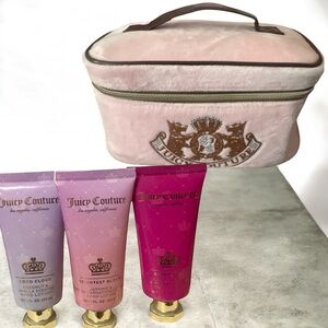 NWT Juicy Couture Pink Velvet Cosmetic Pouch/ NWOT Juicy Couture Lotion Set